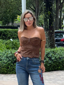 Modern Suede Corset – Luxe Golden Touch