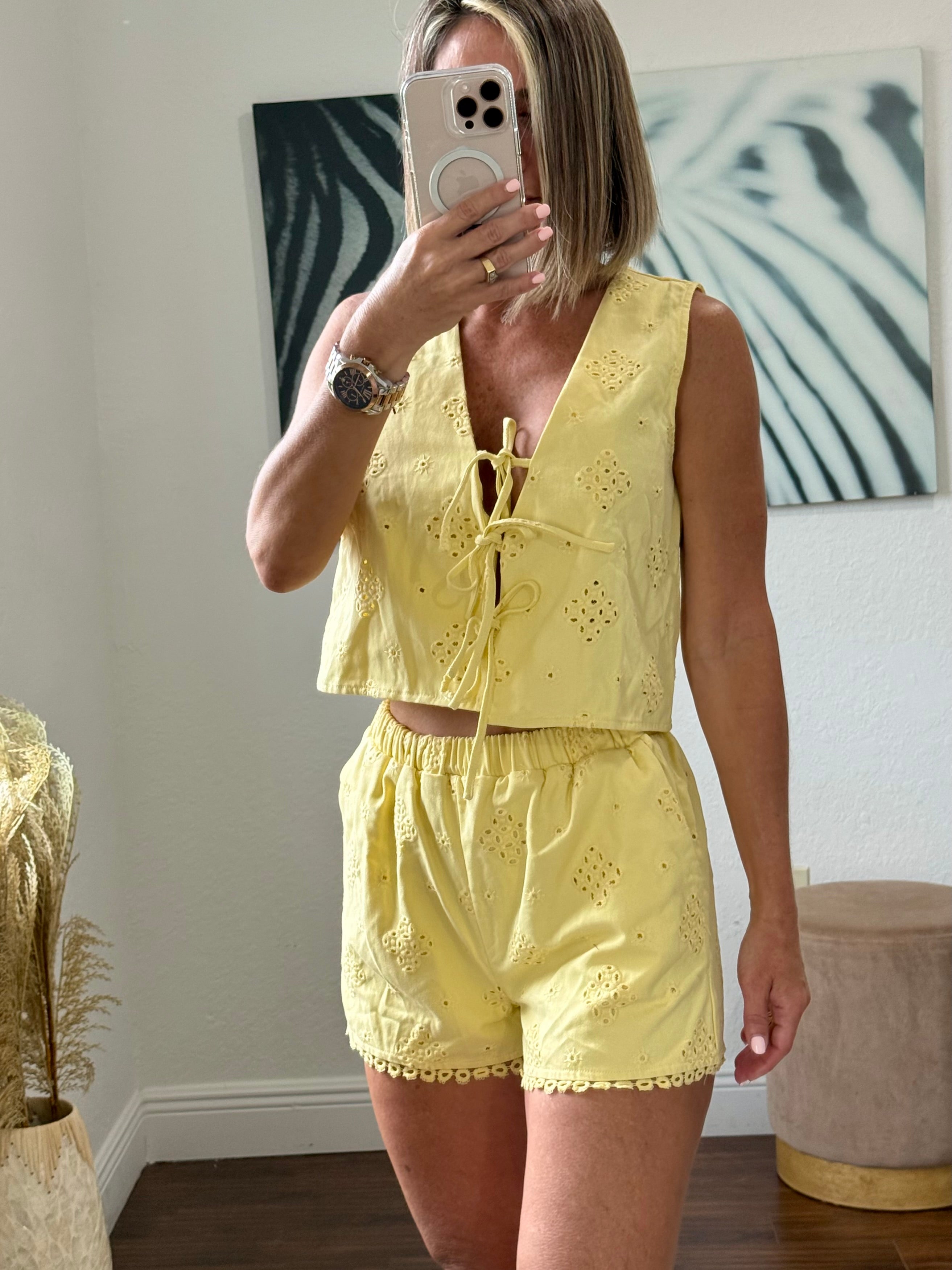 Yellow Cherie short set