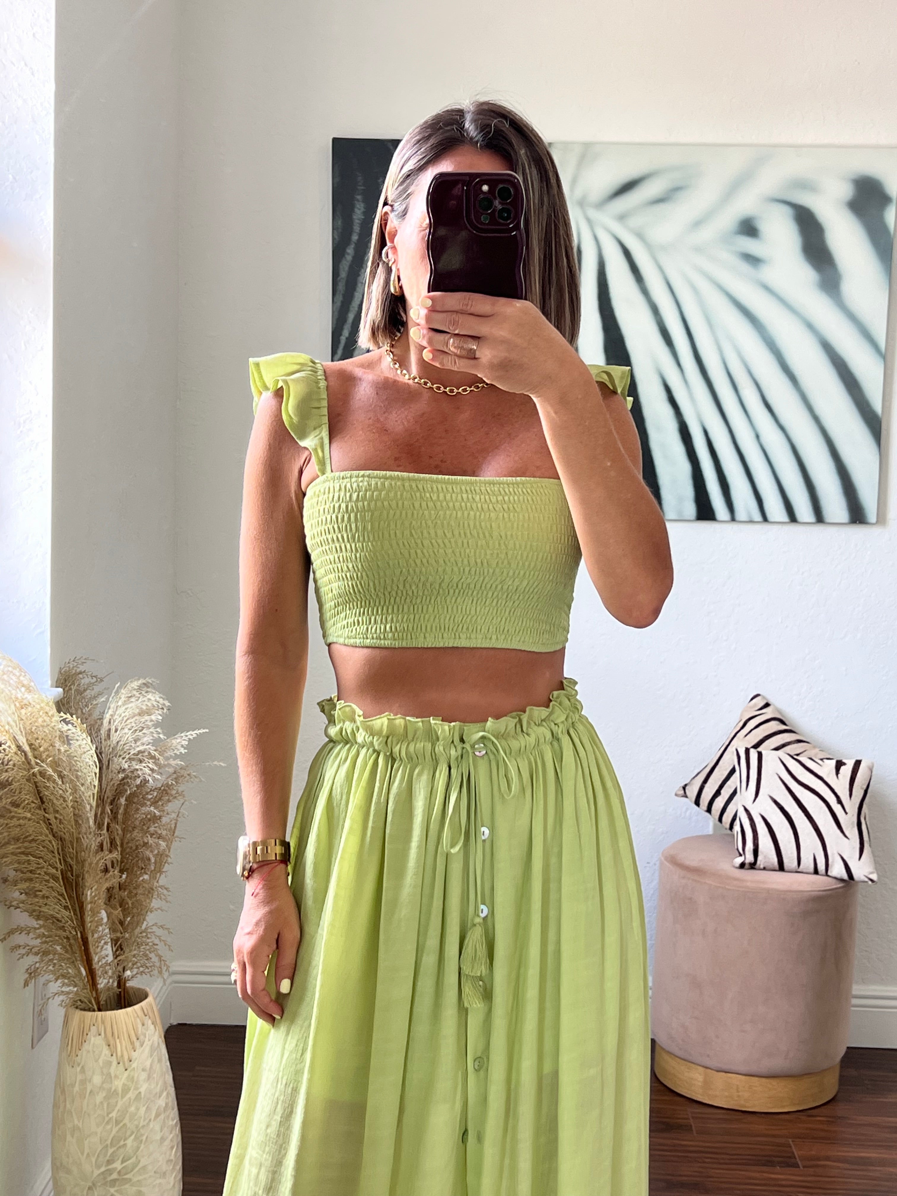 Green Mikonos  long skirt set