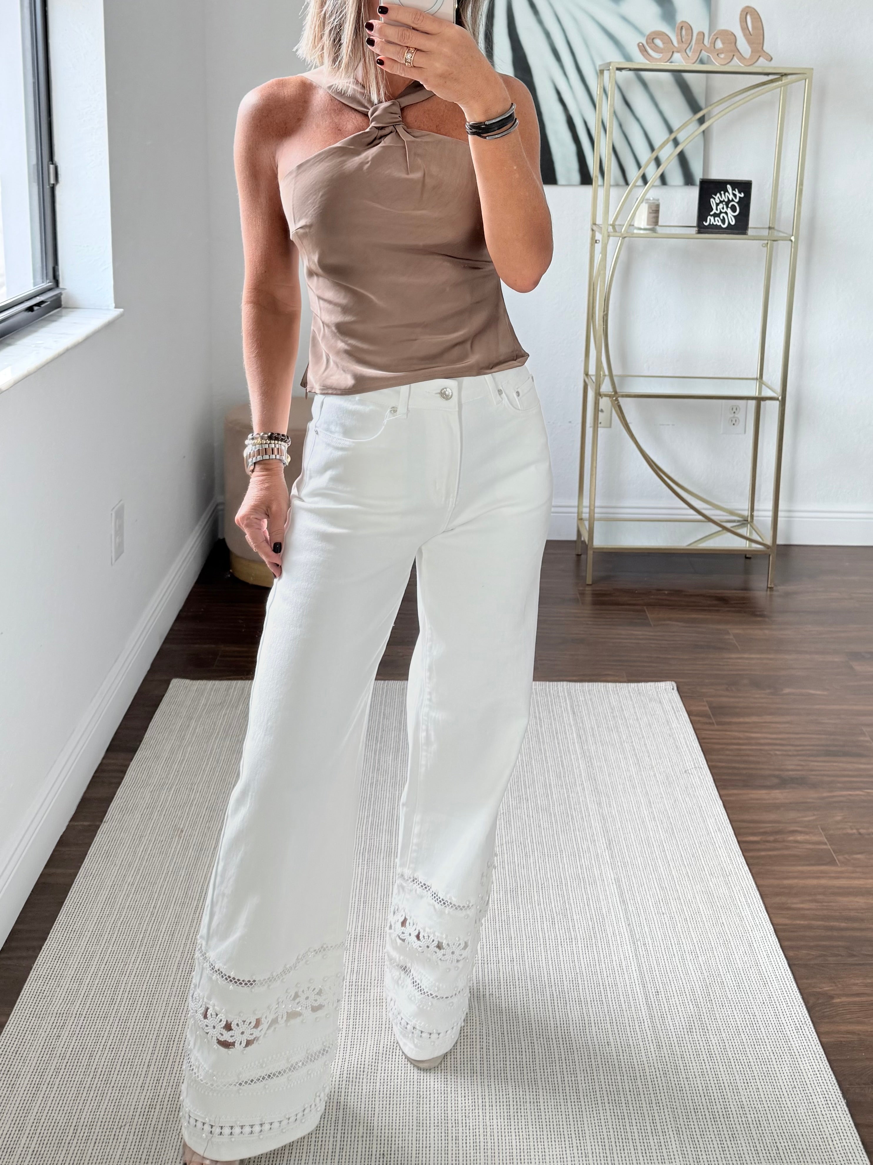 Satin Halter Top with Elegant Knot