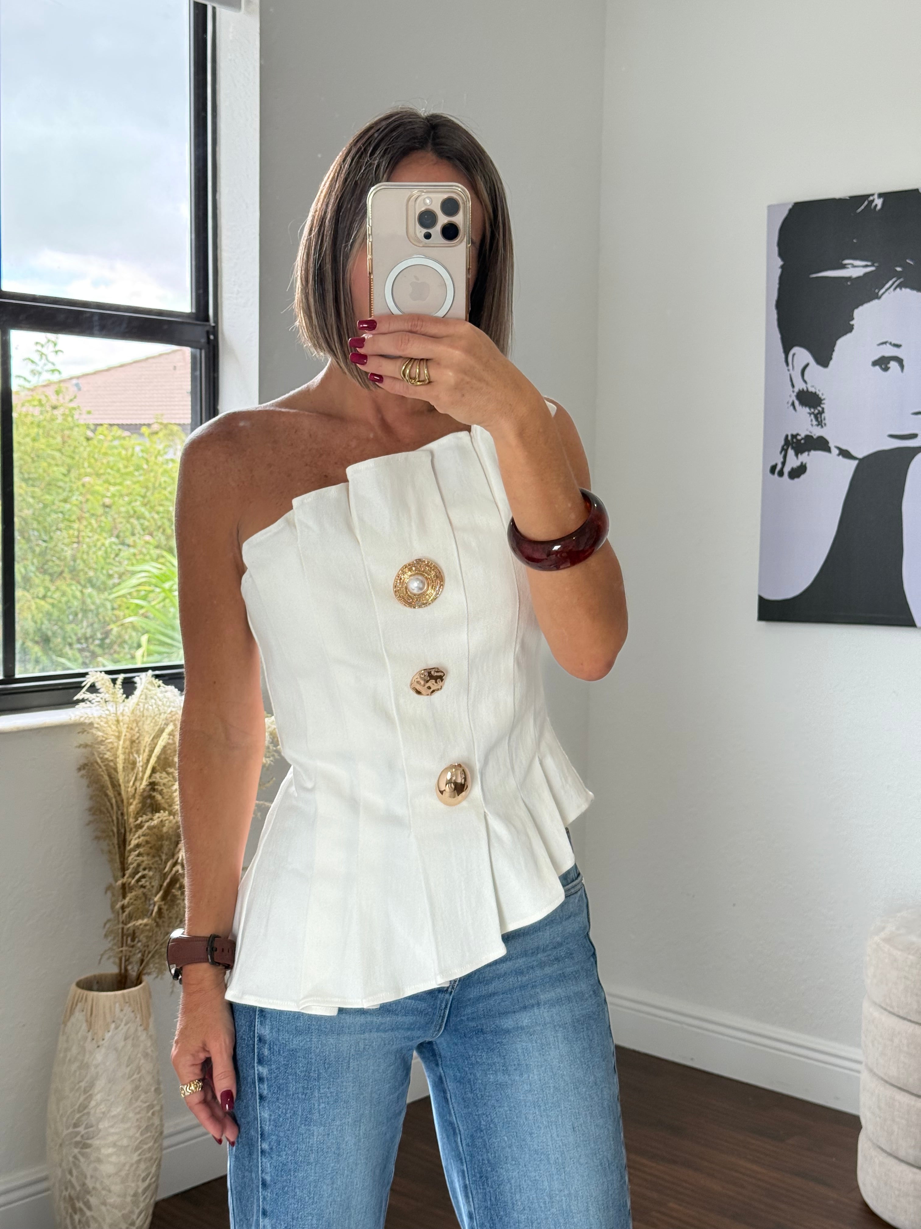 White Denim Top