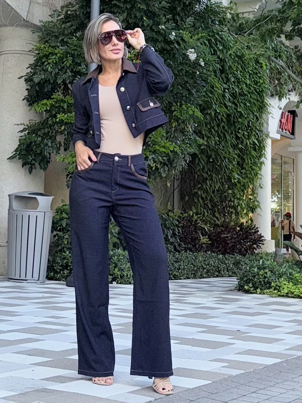 Vest + Pants Denim with a chic leather twist