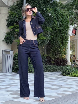 Vest + Pants Denim with a chic leather twist