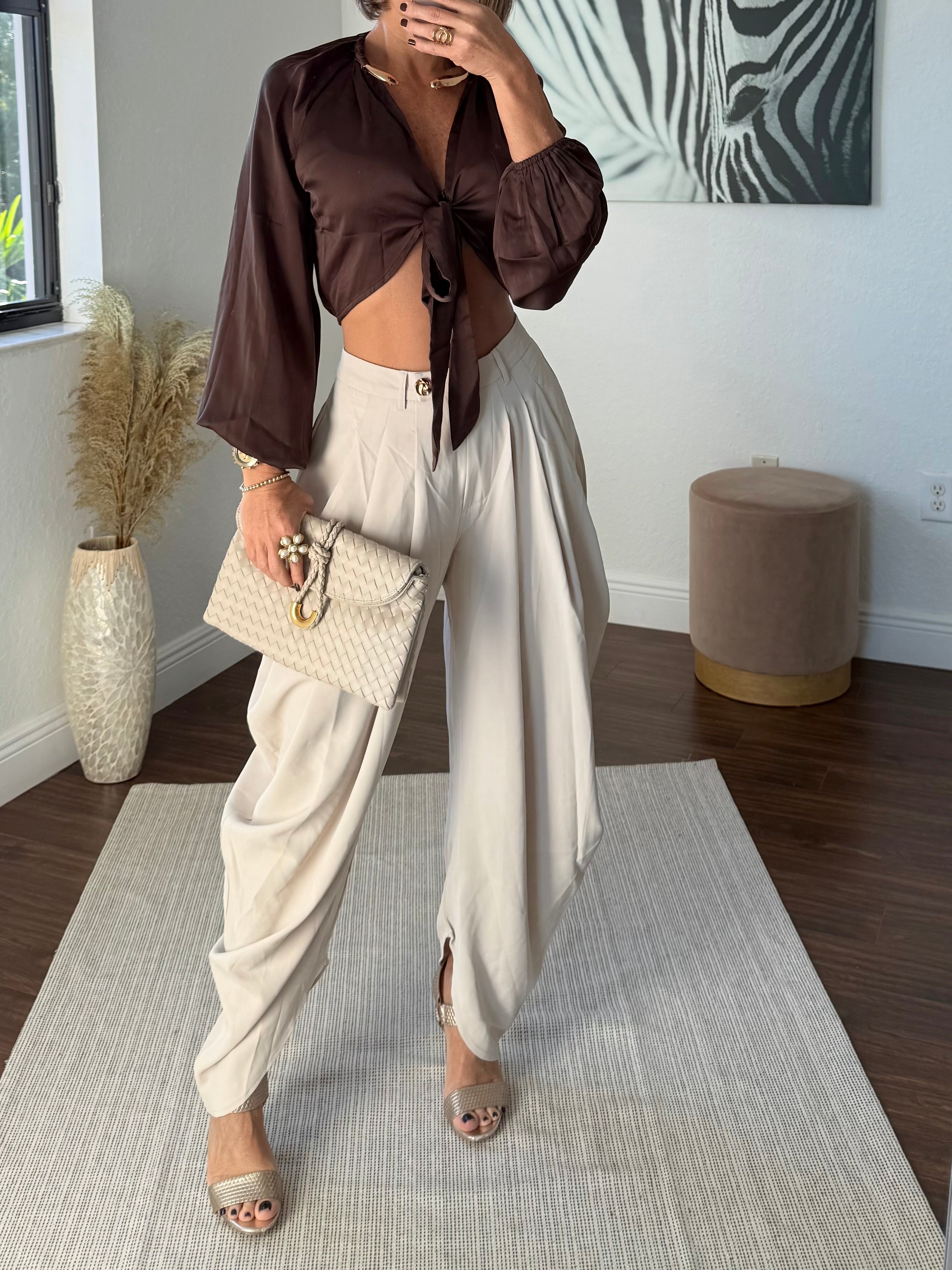 Midnight Shine Satin Blouse