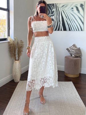 White  lace skirt  set