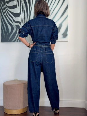 Denim Belted Jumpsuit