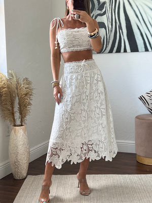White  lace skirt  set