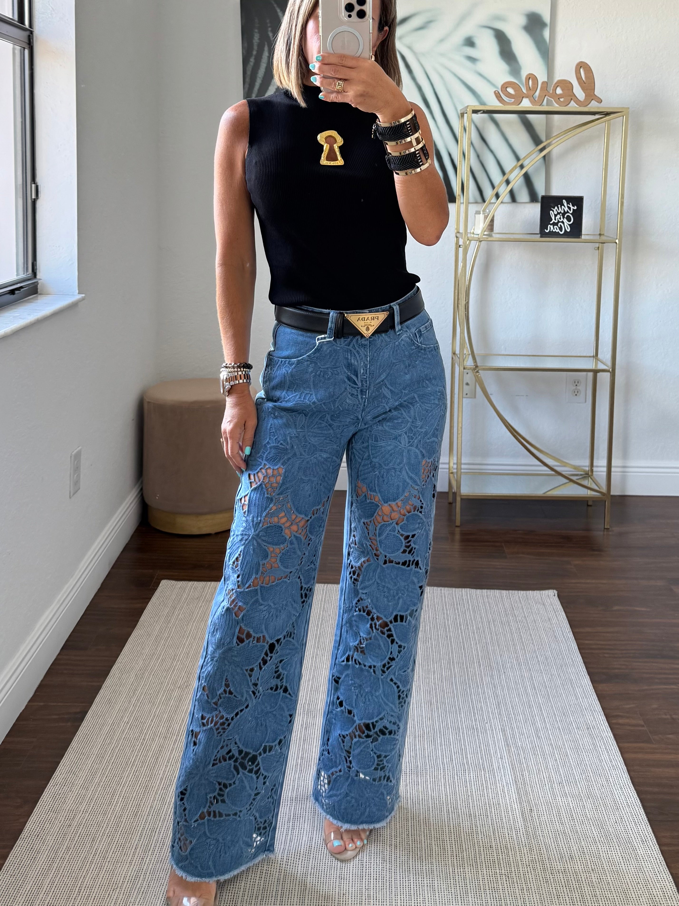 Light blue  Denim Jeans with Embroidery