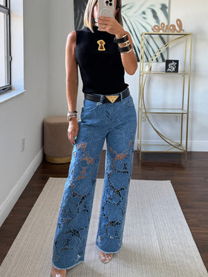 Light blue  Denim Jeans with Embroidery