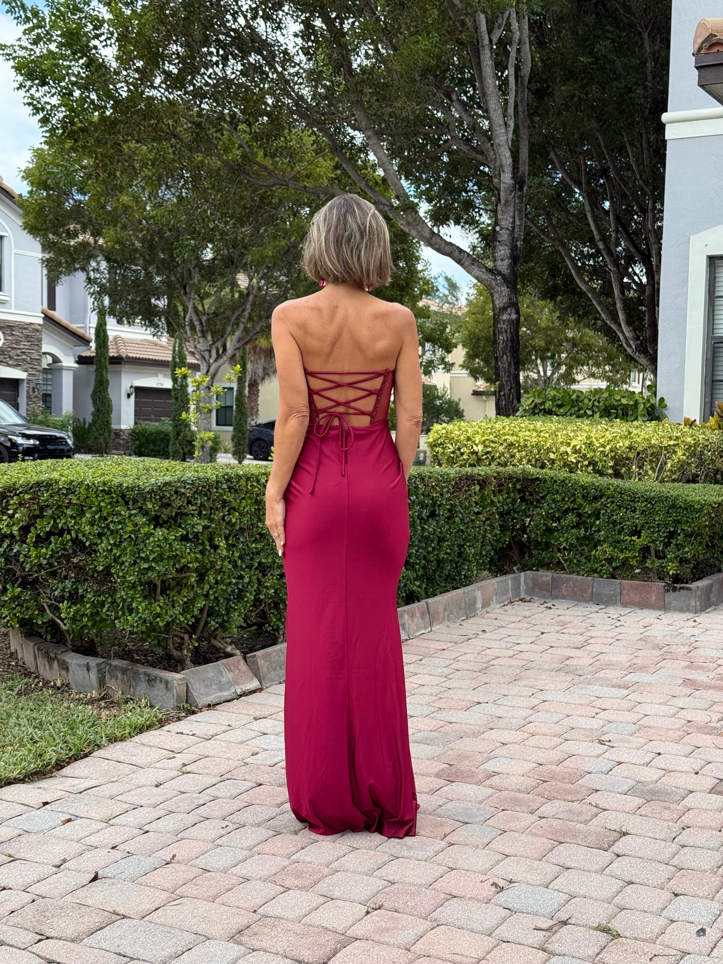 ✨ Embellished Party Dress with Lace-Up Back — Shine with Elegance