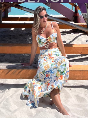 Mikonos  long skirt set