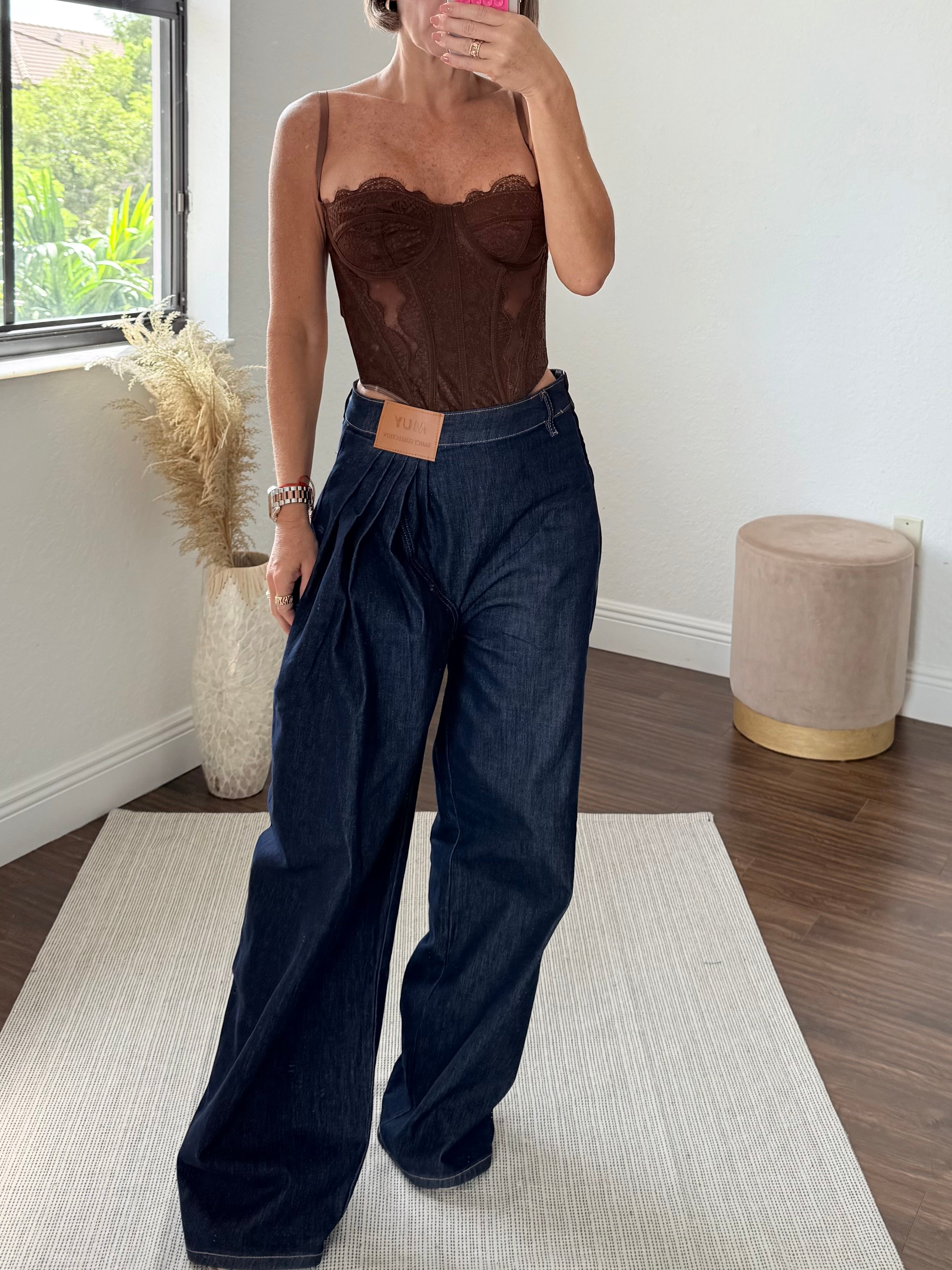 Brown   lace Corset Top