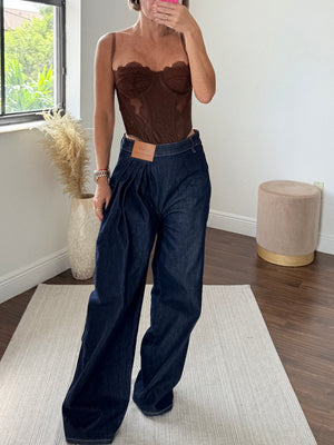 Brown   lace Corset Top